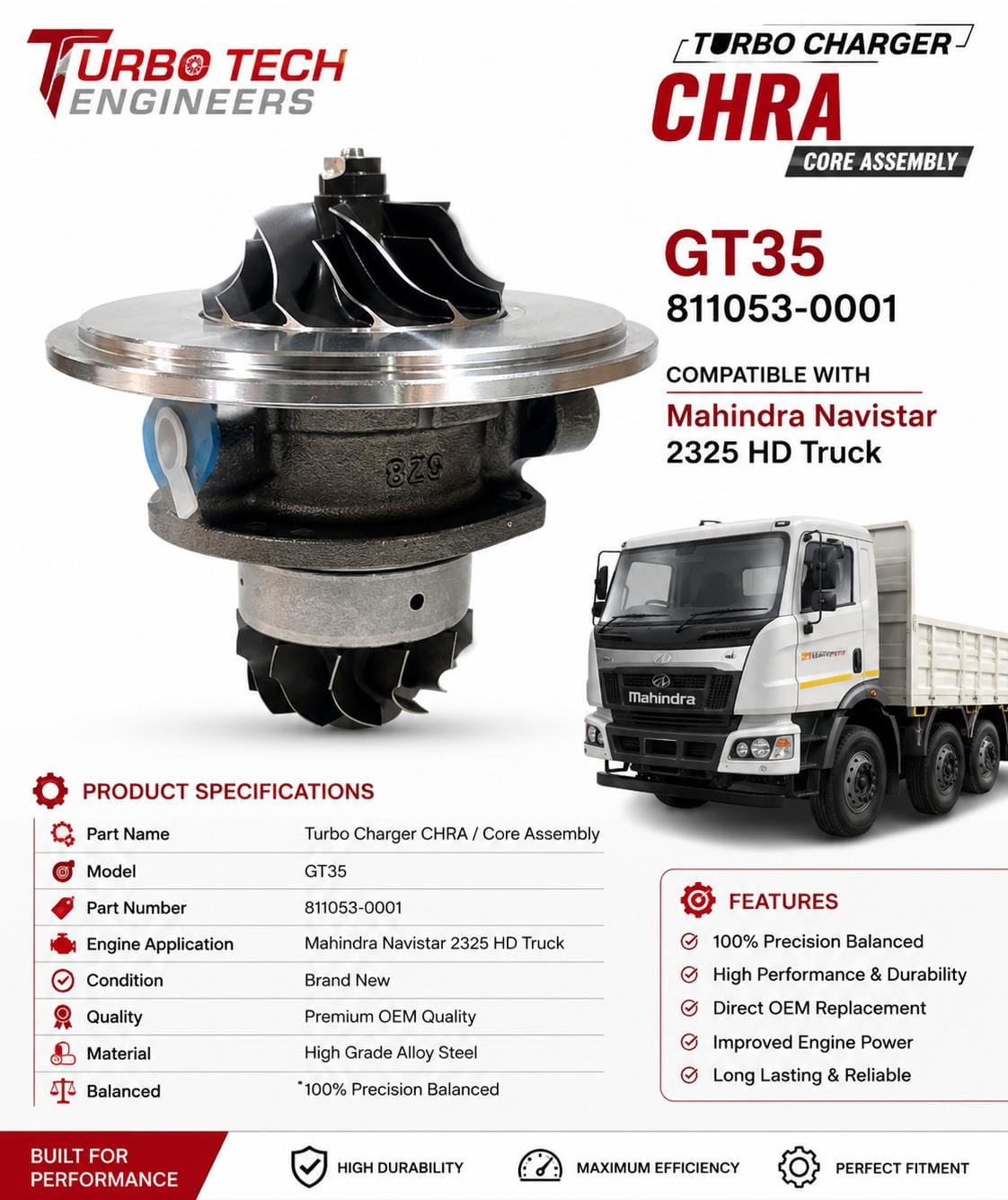 Turbo Charger CHRA GT35 – Mahindra Navistar 2325 HD Truck