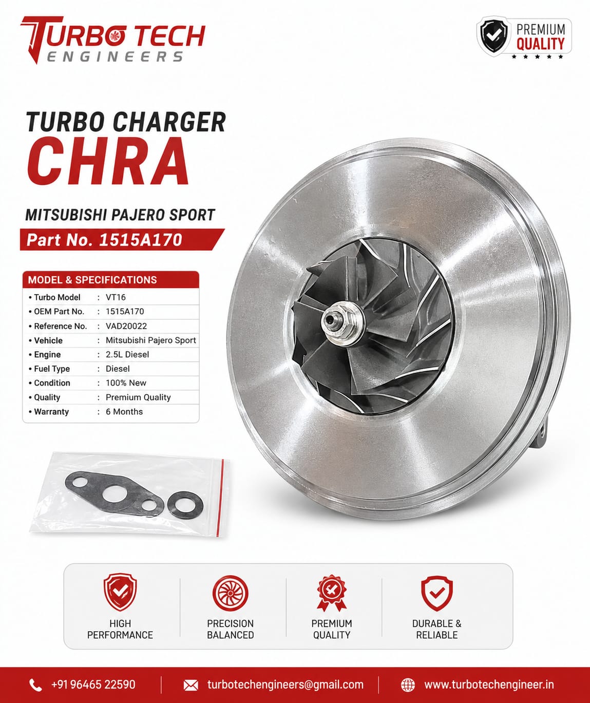 Mitsubishi Turbocharger CHRA – Model VT16