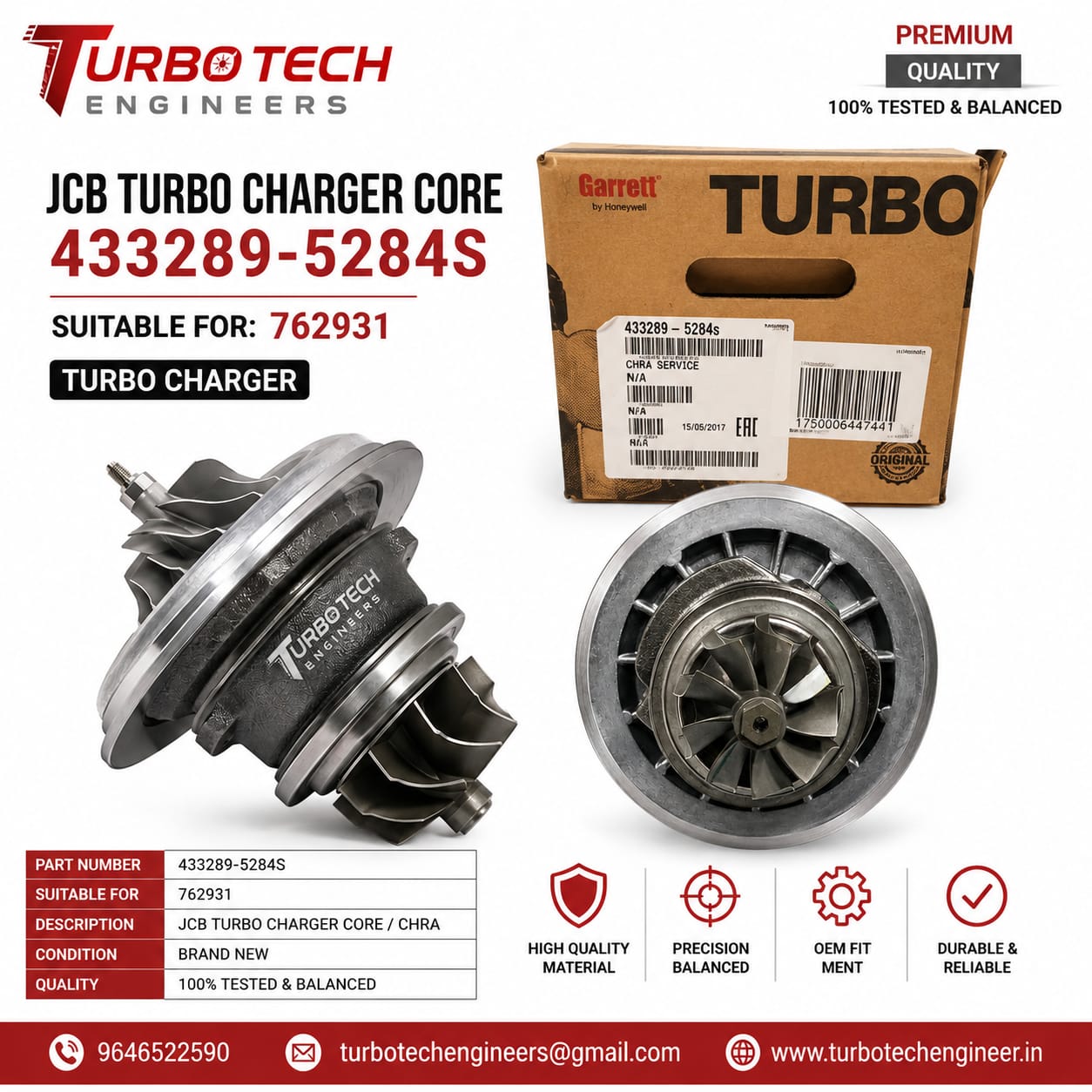 JCB Turbocharger Core – Garrett