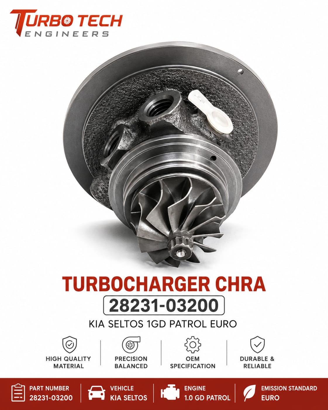 Turbocharger CHRA – Kia Seltos 1.0 GDi Petrol Euro