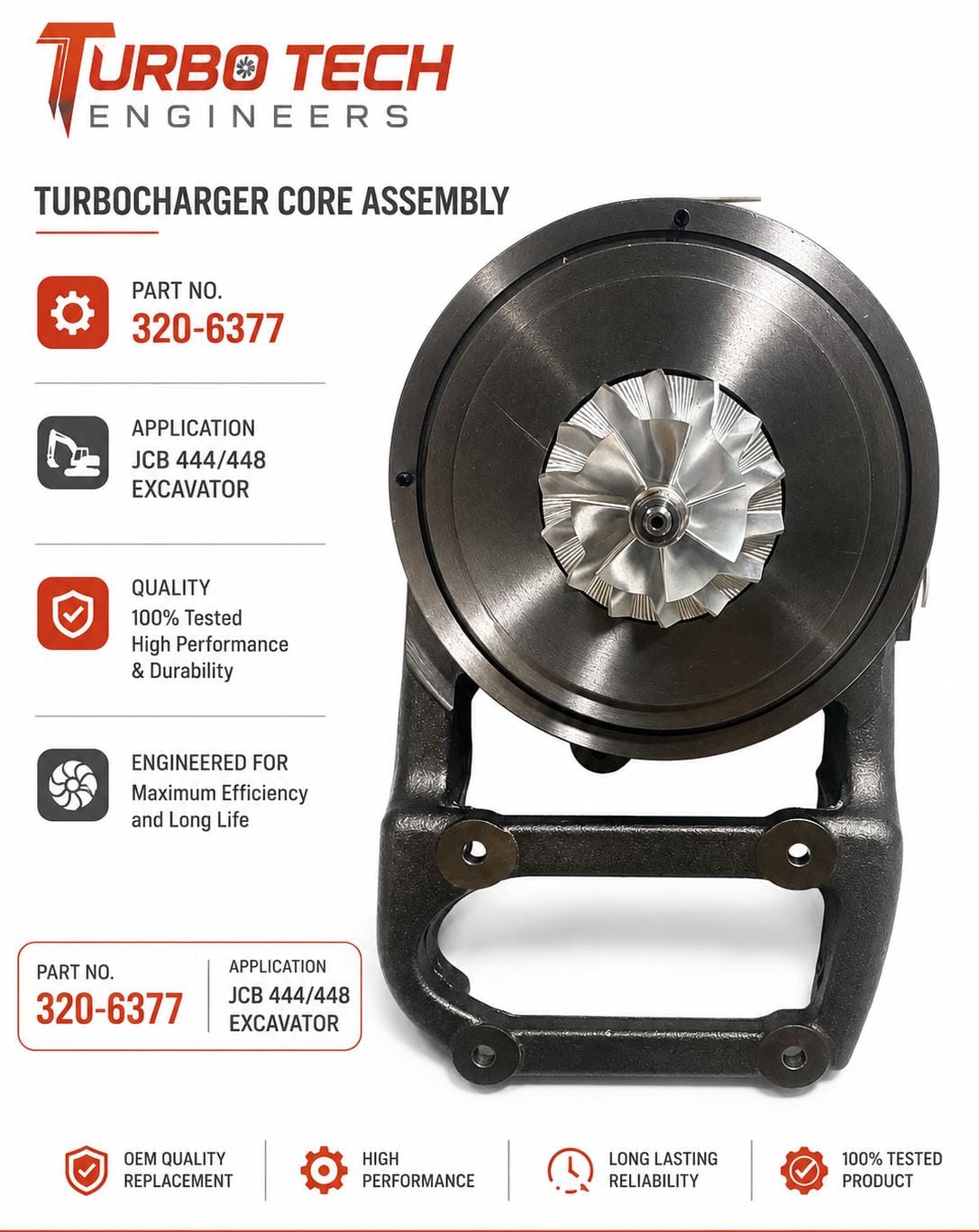 Turbocharger Core Assembly – JCB 444/448 Excavator